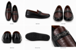 Men's Black & Brown Crocodile-Texture Loafers Shoes - Image 2