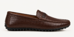 Men’s Brown Crocodile-Texture Loafers - Image 2
