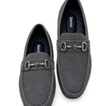 Men’s Grey Suede Metal Detail Loafers